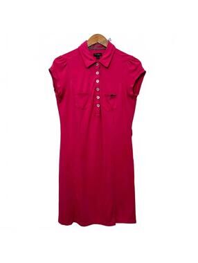 Guess Women's Pink Polo Vintage Y2K Casual Dress with Button Detail Size L